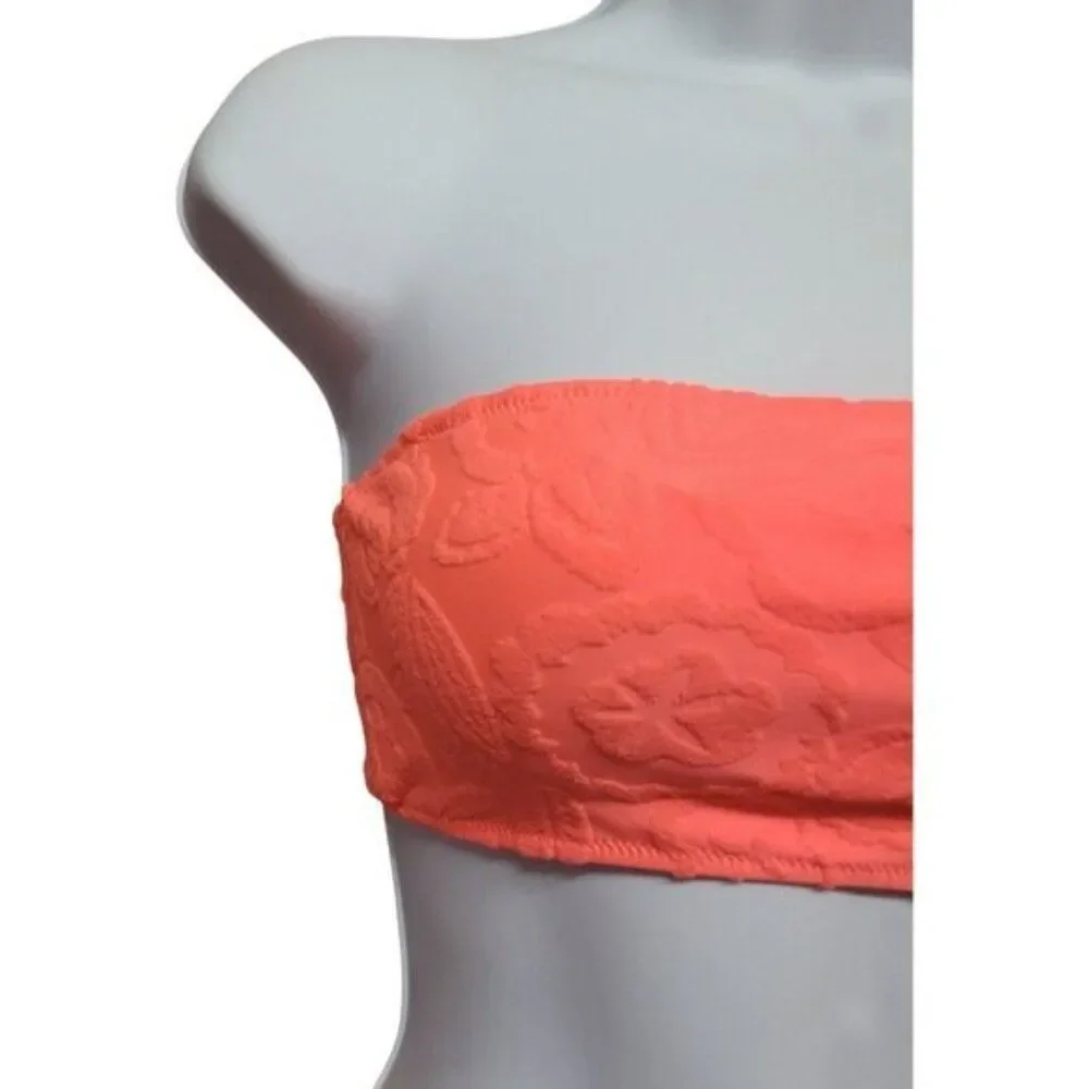 Aerie Terry Cut Out Strapless Neon‎ Orange One Piece Swimsuit S